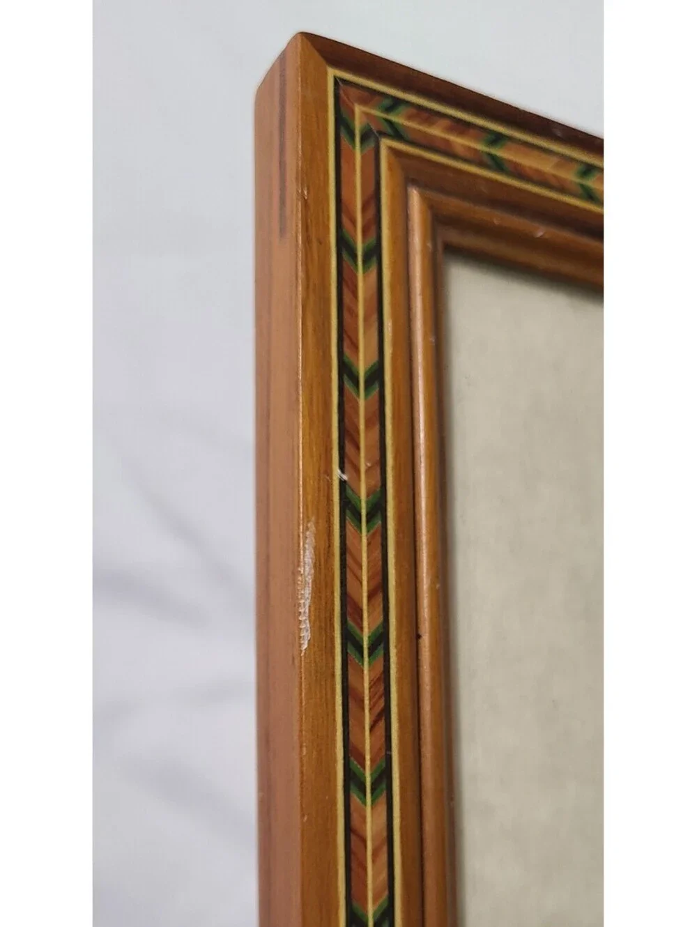 Vtg Fetco Handcrafted Marquetry Wood Picture Frame Sz 8x10 Inlaid Teak Rosewood